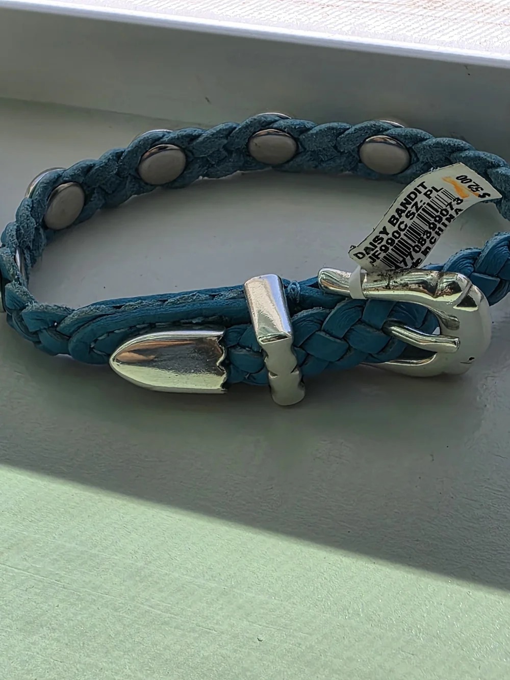 Brighton Jewelry DAISY BANDIT Teal Braided Leather Bracelet BELT BUCKLE NEW$52